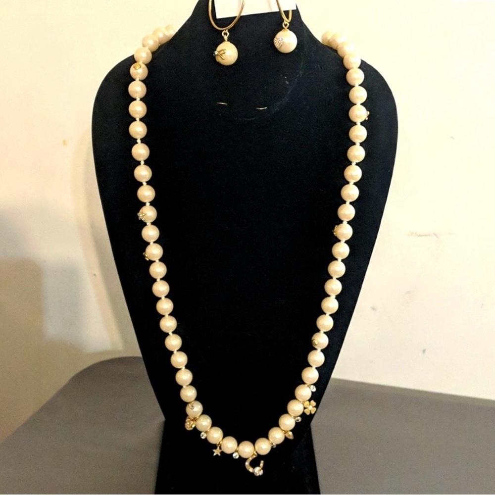 NWOT Kate Spade Lucky charms beaded/jeweled necklace & hoop earrings set
